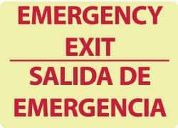 NMC - Emergency Exit, Plastic Exit Sign - 14" Wide x 10" High, English/Spanish, Glow-in-the-Dark - Eagle Tool & Supply