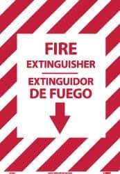 NMC - Fire Extinguisher, Pressure Sensitive Vinyl Fire Sign - 14" Wide x 10" High, English/Spanish, Glow-in-the-Dark - Eagle Tool & Supply