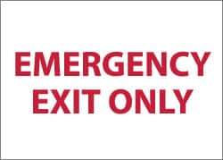 NMC - Emergency Exit Only, Aluminum Exit Sign - 10" Wide x 7" High - Eagle Tool & Supply