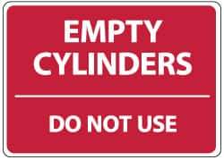 NMC - "Empty Cylinders - Do Not Use", 10" Long x 14" Wide, Rigid Plastic Safety Sign - Rectangle, 0.05" Thick, Use for Accident Prevention - Eagle Tool & Supply