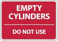 NMC - "Empty Cylinders - Do Not Use", 10" Long x 14" Wide, Pressure-Sensitive Vinyl Safety Sign - Rectangle, 0.004" Thick, Use for Accident Prevention - Eagle Tool & Supply