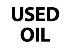 NMC - Hazardous Materials Label - Legend: Used Oil, English, Black & White, 5" Long x 3" High, Sign Muscle Finish - Eagle Tool & Supply