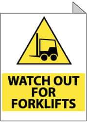 NMC - "Watch out for Forklifts", 10" Long x 8" Wide, Rigid Plastic Safety Sign - Rectangle, 0.05" Thick, Use for Accident Prevention - Eagle Tool & Supply