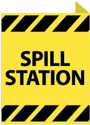 NMC - "Spill Station", 10" Long x 8" Wide, Rigid Plastic Safety Sign - Rectangle, 0.05" Thick, Use for Restroom, Janitorial & Housekeeping - Eagle Tool & Supply