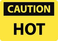 NMC - "Caution - Hot", 10" Long x 14" Wide, Pressure-Sensitive Vinyl Safety Sign - Rectangle, 0.004" Thick, Use for Hazardous Materials - Eagle Tool & Supply