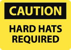 NMC - "Caution - Hard Hats Required", 7" Long x 10" Wide, Aluminum Safety Sign - Rectangle, 0.04" Thick, Use for Accident Prevention - Eagle Tool & Supply