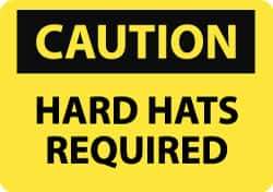 NMC - "Caution - Hard Hats Required", 7" Long x 10" Wide, Rigid Plastic Safety Sign - Rectangle, 0.05" Thick, Use for Accident Prevention - Eagle Tool & Supply