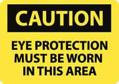 NMC - "Caution - Eye Protection Must Be Worn in This Area", 10" Long x 14" Wide, Pressure-Sensitive Vinyl Safety Sign - Rectangle, 0.004" Thick, Use for Accident Prevention - Eagle Tool & Supply