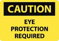 NMC - "Caution - Eye Protection Required", 10" Long x 14" Wide, Rigid Plastic Safety Sign - Rectangle, 0.05" Thick, Use for Accident Prevention - Eagle Tool & Supply