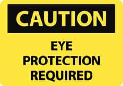 NMC - "Caution - Eye Protection Required", 10" Long x 14" Wide, Pressure-Sensitive Vinyl Safety Sign - Rectangle, 0.004" Thick, Use for Accident Prevention - Eagle Tool & Supply
