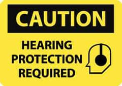 NMC - "Caution - Hearing Protection Required", 10" Long x 14" Wide, Aluminum Safety Sign - Rectangle, 0.04" Thick, Use for Accident Prevention - Eagle Tool & Supply