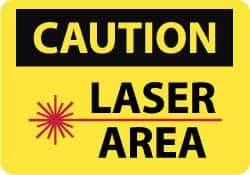 NMC - "Caution - Laser Area", 10" Long x 14" Wide, Rigid Plastic Safety Sign - Rectangle, 0.05" Thick, Use for Accident Prevention - Eagle Tool & Supply