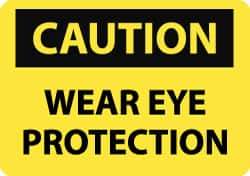 NMC - "Caution - Wear Eye Protection", 10" Long x 14" Wide, Pressure-Sensitive Vinyl Safety Sign - Rectangle, 0.004" Thick, Use for Accident Prevention - Eagle Tool & Supply