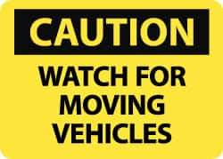 NMC - "Caution - Watch for Moving Vehicles", 10" Long x 14" Wide, Rigid Plastic Safety Sign - Rectangle, 0.05" Thick, Use for Accident Prevention - Eagle Tool & Supply