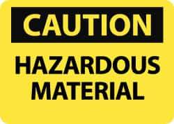 NMC - "Caution - Hazardous Material", 10" Long x 14" Wide, Rigid Plastic Safety Sign - Rectangle, 0.05" Thick, Use for Hazardous Materials - Eagle Tool & Supply