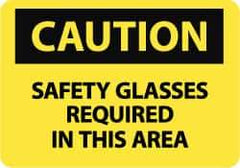 NMC - "Caution - Safety Glasses Required in This Area", 10" Long x 14" Wide, Aluminum Safety Sign - Rectangle, 0.04" Thick, Use for Accident Prevention - Eagle Tool & Supply