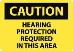 NMC - "Caution - Hearing Protection Required in This Area", 7" Long x 10" Wide, Aluminum Safety Sign - Rectangle, 0.04" Thick, Use for Accident Prevention - Eagle Tool & Supply