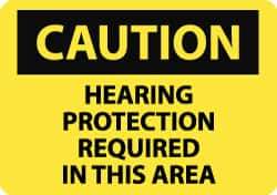 NMC - "Caution - Hearing Protection Required in This Area", 10" Long x 14" Wide, Aluminum Safety Sign - Rectangle, 0.04" Thick, Use for Accident Prevention - Eagle Tool & Supply