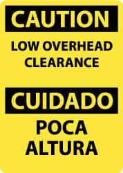 NMC - "Caution - Low Overhead Clearance", 14" Long x 10" Wide, Aluminum Safety Sign - Rectangle, 0.04" Thick, Use for Accident Prevention - Eagle Tool & Supply