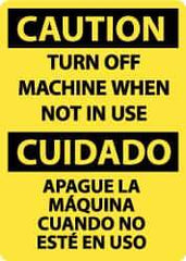 NMC - "Caution - Turn Machine Off When Not in Use", 14" Long x 10" Wide, Rigid Plastic Safety Sign - Rectangle, 0.05" Thick, Use for Accident Prevention - Eagle Tool & Supply