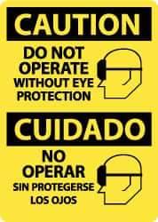 NMC - "Caution - Do Not Operate without Eye Protection", 14" Long x 10" Wide, Aluminum Safety Sign - Rectangle, 0.04" Thick, Use for Accident Prevention - Eagle Tool & Supply