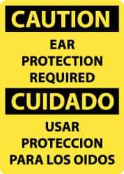 NMC - "Caution - Ear Protection Required", 14" Long x 10" Wide, Rigid Plastic Safety Sign - Rectangle, 0.05" Thick, Use for Accident Prevention - Eagle Tool & Supply