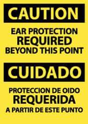 NMC - "Caution - Ear Protection Required Beyond This Point", 14" Long x 10" Wide, Rigid Plastic Safety Sign - Rectangle, 0.05" Thick, Use for Accident Prevention - Eagle Tool & Supply