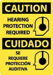 NMC - "Caution - Hearing Protection Required", 14" Long x 10" Wide, Aluminum Safety Sign - Rectangle, 0.04" Thick, Use for Accident Prevention - Eagle Tool & Supply