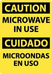 NMC - "Caution - Microwave in Use", 14" Long x 10" Wide, Aluminum Safety Sign - Rectangle, 0.04" Thick, Use for Accident Prevention - Eagle Tool & Supply