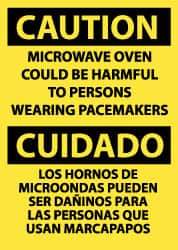 NMC - "Caution - Microwave Oven Could Be Harmful to Persons Wearing Pacemakers", 14" Long x 10" Wide, Pressure-Sensitive Vinyl Safety Sign - Rectangle, 0.004" Thick, Use for Accident Prevention - Eagle Tool & Supply