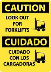 NMC - "Caution - Look Out for Forklifts", 14" Long x 10" Wide, Aluminum Safety Sign - Rectangle, 0.04" Thick, Use for Accident Prevention - Eagle Tool & Supply