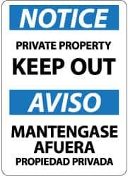 NMC - "Notice - Private Property - Keep Out", 14" Long x 10" Wide, Pressure-Sensitive Vinyl Safety Sign - Rectangle, 0.004" Thick, Use for Security & Admittance - Eagle Tool & Supply