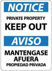 NMC - "Notice - Private Property - Keep Out", 14" Long x 10" Wide, Rigid Plastic Safety Sign - Rectangle, 0.05" Thick, Use for Security & Admittance - Eagle Tool & Supply