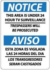 NMC - "Notice - This Area Is under 24 Hour TV Surveillance - Trespassers Will Be Prosecuted", 14" Long x 10" Wide, Aluminum Safety Sign - Rectangle, 0.04" Thick, Use for Security & Admittance - Eagle Tool & Supply