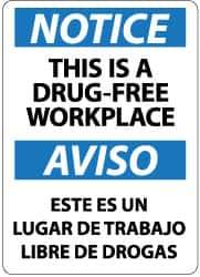 NMC - "Notice - This Is a Drug-Free Workplace", 14" Long x 10" Wide, Aluminum Safety Sign - Rectangle, 0.04" Thick, Use for Security & Admittance - Eagle Tool & Supply