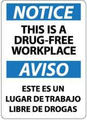 NMC - "Notice - This Is a Drug-Free Workplace", 14" Long x 10" Wide, Aluminum Safety Sign - Rectangle, 0.04" Thick, Use for Security & Admittance - Eagle Tool & Supply