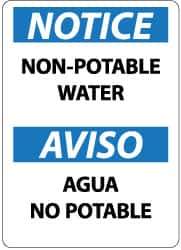 NMC - "Notice - Non-Potable Water", 14" Long x 10" Wide, Rigid Plastic Safety Sign - Rectangle, 0.05" Thick, Use for Accident Prevention - Eagle Tool & Supply