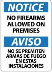 NMC - "Notice - No Firearms Allowed on Premises", 14" Long x 10" Wide, Pressure-Sensitive Vinyl Safety Sign - Rectangle, 0.004" Thick, Use for Accident Prevention - Eagle Tool & Supply