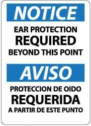 NMC - "Notice - Ear Protection Required Beyond This Point", 14" Long x 10" Wide, Rigid Plastic Safety Sign - Rectangle, 0.05" Thick, Use for Accident Prevention - Eagle Tool & Supply