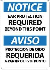 NMC - "Notice - Ear Protection Required Beyond This Point", 14" Long x 10" Wide, Pressure-Sensitive Vinyl Safety Sign - Rectangle, 0.004" Thick, Use for Accident Prevention - Eagle Tool & Supply