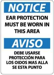 NMC - "Notice - Ear Protection Must Be Worn in This Area", 14" Long x 10" Wide, Pressure-Sensitive Vinyl Safety Sign - Rectangle, 0.004" Thick, Use for Accident Prevention - Eagle Tool & Supply