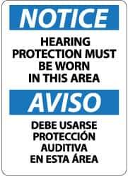 NMC - "Notice - Hearing Protection Must Be Worn in This Area", 14" Long x 10" Wide, Pressure-Sensitive Vinyl Safety Sign - Rectangle, 0.004" Thick, Use for Accident Prevention - Eagle Tool & Supply