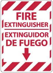 NMC - Fire Extinguisher, Pressure Sensitive Vinyl Fire Sign - 14" Wide x 10" High, English/Spanish - Eagle Tool & Supply