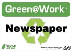 NMC - "Green @ Work - Newspaper", 7" Long x 10" Wide, Rigid Plastic Safety Sign - Rectangle, 0.01" Thick, Use for Restroom, Janitorial & Housekeeping - Eagle Tool & Supply