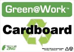 NMC - "Green @ Work - Cardboard", 7" Long x 10" Wide, Rigid Plastic Safety Sign - Rectangle, 0.01" Thick, Use for Restroom, Janitorial & Housekeeping - Eagle Tool & Supply