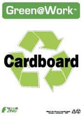 NMC - "Green @ Work - Cardboard", 14" Long x 10" Wide, Rigid Plastic Safety Sign - Rectangle, 0.01" Thick, Use for Restroom, Janitorial & Housekeeping - Eagle Tool & Supply