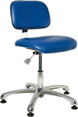 Bevco - 17 to 22" High Adjustable Height Swivel Stool - 25" Wide x 25" Deep, Vinyl Seat, Blue - Eagle Tool & Supply