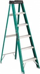 Louisville - 5 Steps, 6' High, Type II Rating, Fiberglass Step Ladder - Eagle Tool & Supply