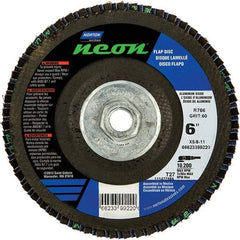 Norton - 80 Grit, 6" Disc Diam, 5/8-11 Center Hole, Type 27 Ceramic Alumina Flap Disc - 10,200 Max RPM, Polyester Backing, Arbor Attaching System, Coated - Eagle Tool & Supply