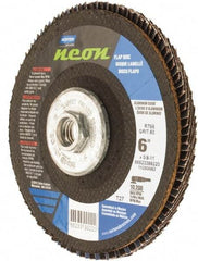 Norton - 60 Grit, 6" Disc Diam, 5/8-11 Center Hole, Type 27 Ceramic Alumina Flap Disc - 10,200 Max RPM, Polyester Backing, Arbor Attaching System, Coated - Eagle Tool & Supply